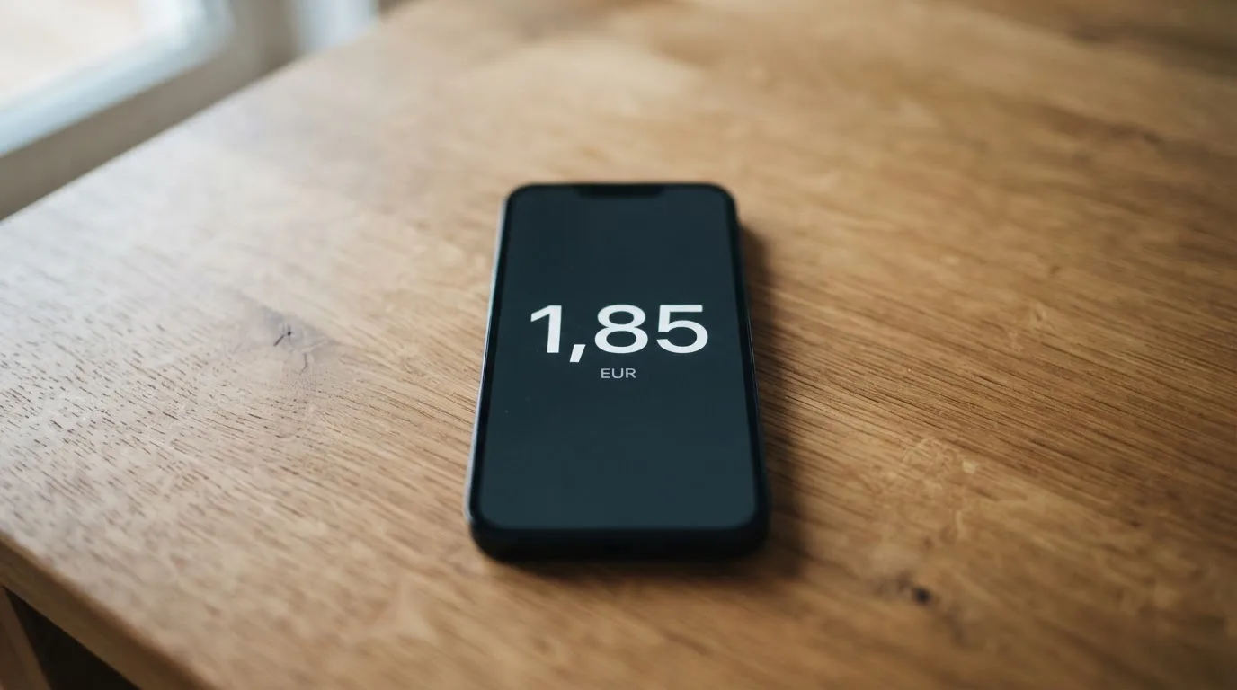 Mehrere Smartphones unterschiedlicher Größe liegen nebeneinander auf einem Holztisch, die Bildschirme sind dunkel.